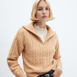Cable Knit Zip Neck Sweater